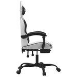 vidaXL Chaise de jeu pivotante et repose-pied Blanc et noir Similicuir