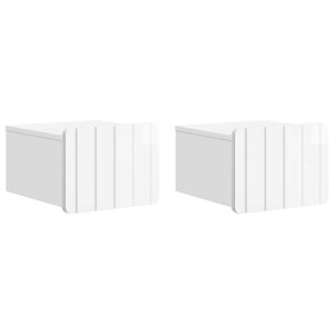 vidaXL Cabinet de chevet mural 2 Pièces Blanc brillant 33 x 34 5 x 24 cm