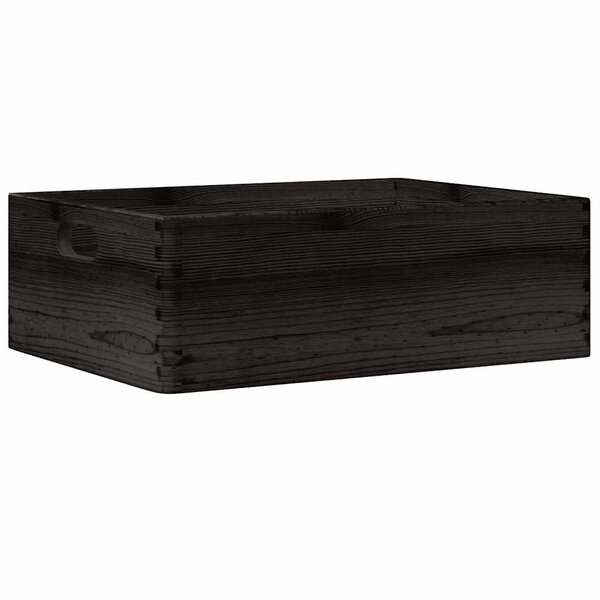vidaXL Boîte en bois avec poignées noir 40x30x13 cm bois de pin massif