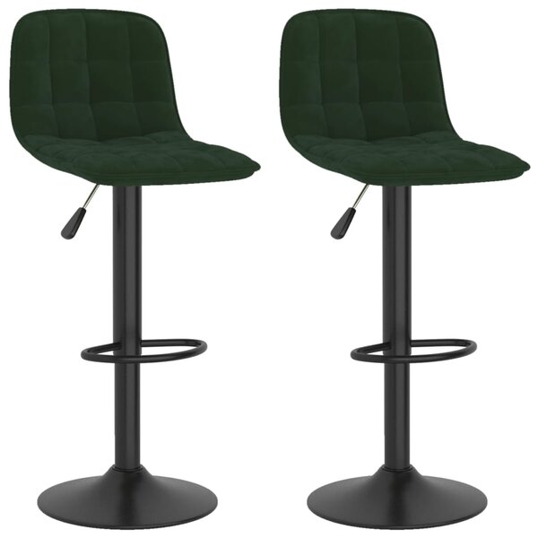 vidaXL Tabourets de bar lot de 2 vert foncé velours