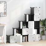 vidaXL Cubes de rangement 15 Pièces avec portes Noir PP