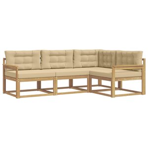 vidaXL Ensemble de canapés d'extérieur 3 Pièces Blanc et Beige Polyester