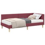 vidaXL Cadre de lit d'angle avec matelas 2 pc Bordeaux 90 x 190 cm
