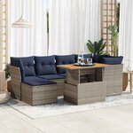 vidaXL Salon de jardin avec coussins 7 Pièces gris résine tressée