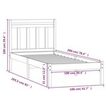 vidaXL Cadre de lit sans matelas noir bois massif 100x200 cm