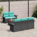 vidaXL Ensemble de canapé de jardin avec coussin 6 Pièces Noir polyrotin