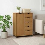vidaXL Cabinet roulant avec roue Marron miel 63 5 x 39 x 79 cm