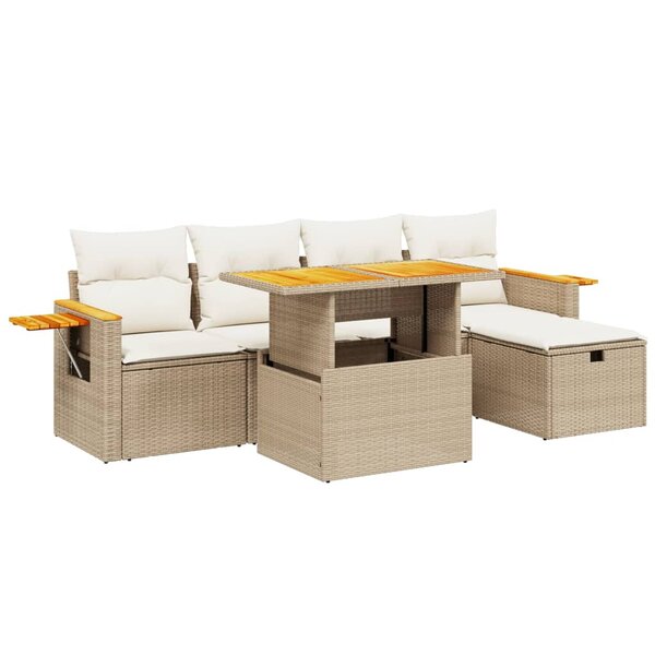 vidaXL Salon de jardin avec coussins 6 Pièces beige résine tressée