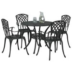 vidaXL Ensemble de salle à manger pour jardin 5 Pièces Noir Aluminium