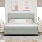 vidaXL Lit à Ressorts avec Matelas LED Gris clair 180 x 200 cm Velours