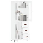 vidaXL Buffet haut Blanc 69 5x34x180 cm Bois d'ingénierie