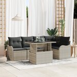 vidaXL Ensemble de Canapé de Jardin 6 pièces avec coussins gris clair rotin poly