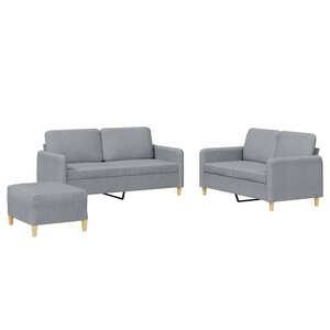 vidaXL Ensemble de canapés 3 Pièces avec coussins Gris clair Tissu