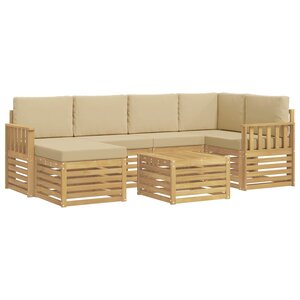 vidaXL Ensemble de canapés d'extérieur 7 Pièces Blanc et Beige