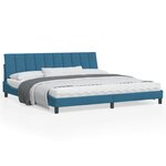 vidaXL Cadre de lit avec tête de lit bleu 200x200 cm velours
