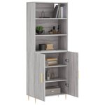 vidaXL Buffet haut Sonoma gris 69 5x34x180 cm Bois d'ingénierie
