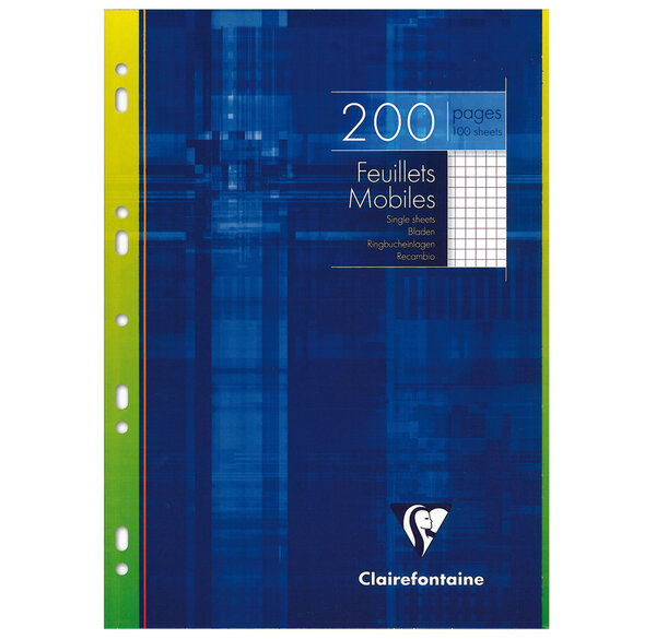 Feuillets mobiles 21 x 29 7 cm 90g 200 pages (100 feuillets) Quadrillé 5X5 CLAIREFONTAINE