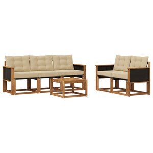 vidaXL Ensemble de canapés d'extérieur 6 pc Naturel et Beige