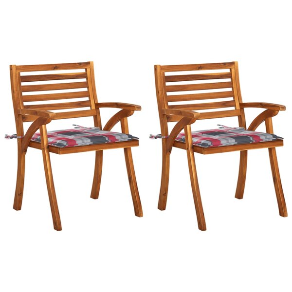 vidaXL Chaises à dîner de jardin avec coussins 2 Pièces Acacia massif