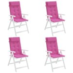 vidaXL Coussins de chaise à dossier haut lot de 4 rose tissu oxford