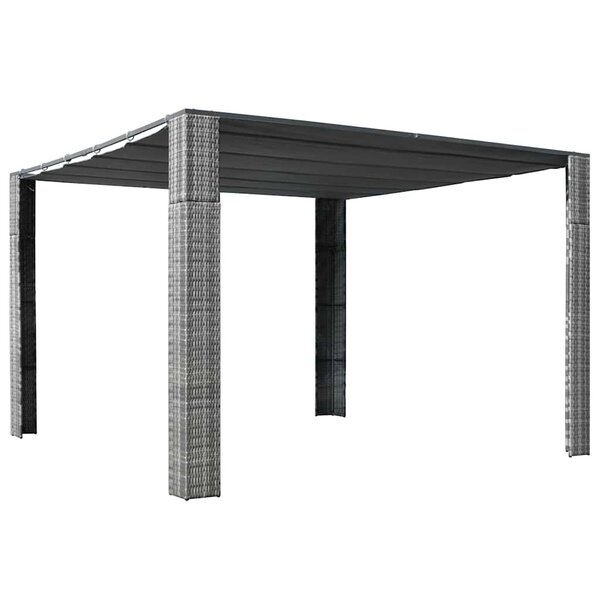 vidaXL Tonnelle et toit Résine tressée 300x300x220cm Gris / anthracite