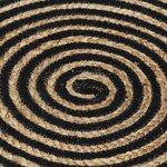 vidaXL Tapis fait à la main Jute avec design de spirale Noir 120 cm