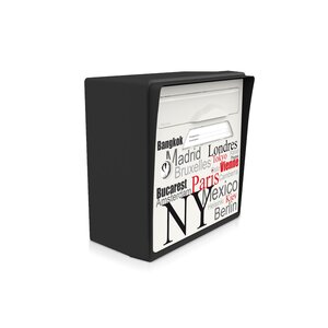 Boîte aux lettres compacte noire – "Capitales du monde" – fabriquée en France – en résine – ne rouille pas – porte interchangeable