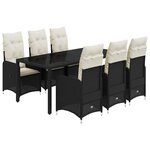 vidaXL Ensemble de bistro de jardin 7 Pièces coussins noir poly rotin