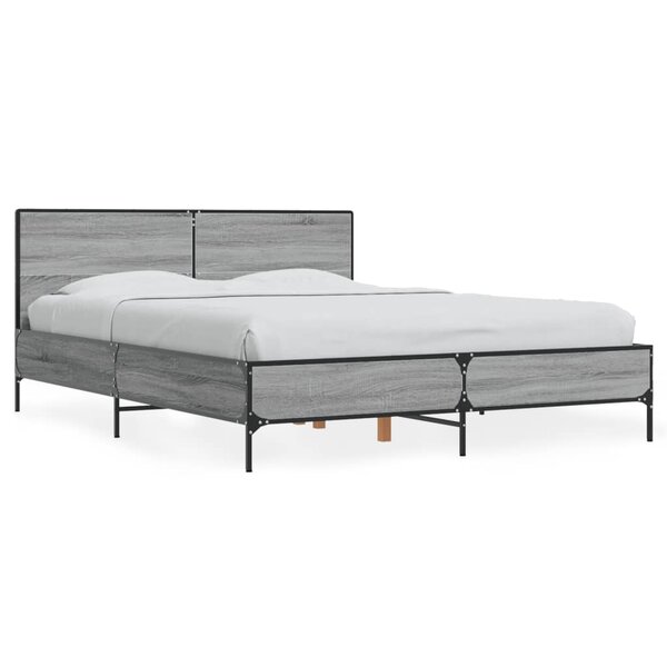 vidaXL Cadre de lit sans matelas sonoma gris 135x190 cm