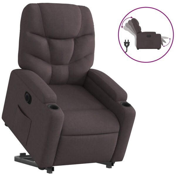 vidaXL Fauteuil inclinable électrique marron foncé tissu