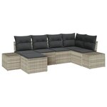 vidaXL Ensemble de canapé de jardin 6 Pièces Gris clair Poly rotin