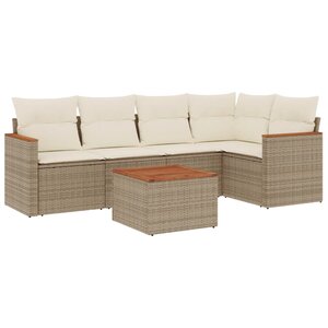 vidaXL Salon de jardin avec coussins 6 Pièces beige résine tressée