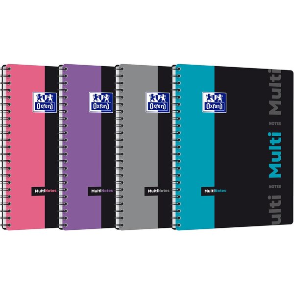 Cahier Spirale MULTINOTES A4+ 160P Perforées Lignée 7mm 90g coloris aléatoire OXFORD