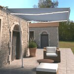 vidaXL Auvent automatique capteur de vent/LED 300x250 cm Bleu et blanc