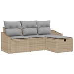 vidaXL Ensemble de canapé de jardin 4 Pièces Beige Poly rotin