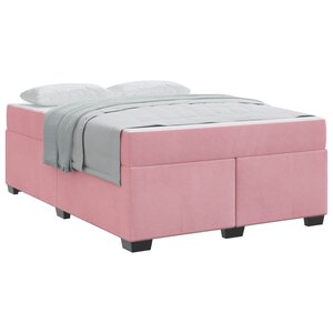vidaXL Cadre de lit avec matelas Rose 140 x 200 cm tissu