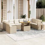 vidaXL Salon de jardin 11 Pièces avec coussins beige résine tressée