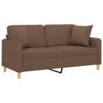 vidaXL Canapé 2 places avec oreillers décoratifs marron 140 cm tissu