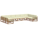vidaXL Ensemble de canapés d'extérieur 10 pc Naturel et Crème