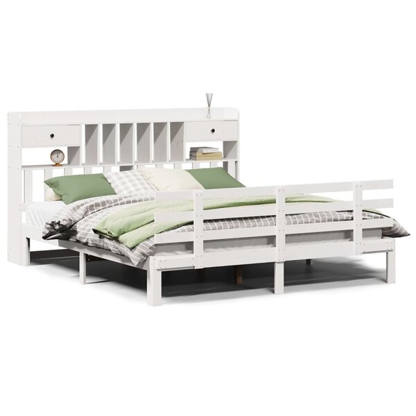 vidaXL Lit bibliothèque sans matelas blanc 180x200 cm bois pin massif