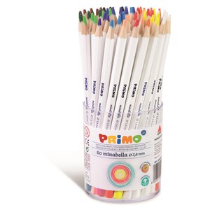 Pot de 60 Crayons de Couleur Laqué Qualité Supérieure Minabella Mine 3 8mm 12 Couleurs PRIMO