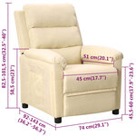 vidaXL Fauteuil inclinable Crème Tissu