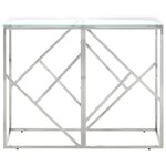 vidaXL Table console argenté acier inoxydable et verre trempé