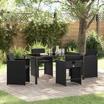 vidaXL Ensemble de salle à manger pour jardin 5 Pièces Noir Poly rotin