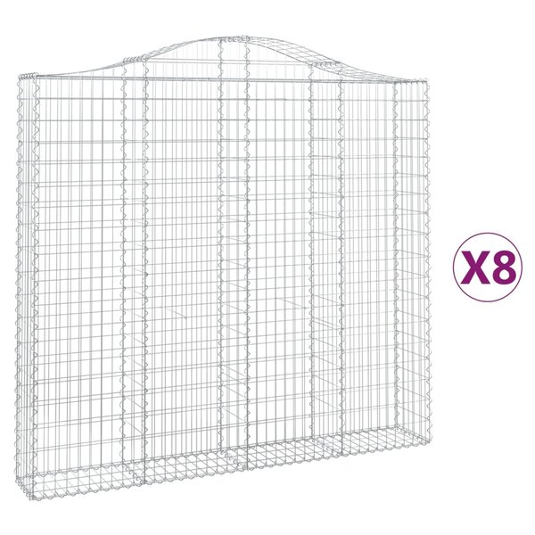 vidaXL Paniers à gabions arqués 8 Pièces 200x30x180/200 cm Fer galvanisé