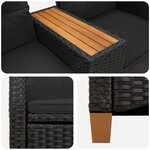 vidaXL Banc inclinable avec table 2 -Seater 126 x 65 x 112 cm Noir
