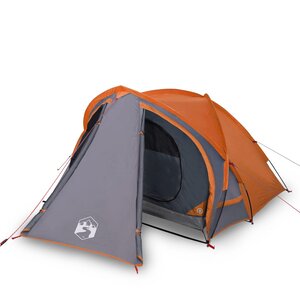 vidaXL Tente de camping à dôme 2 personnes gris et orange imperméable