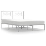 vidaXL Cadre de lit métal sans matelas et tête de lit blanc 135x190 cm
