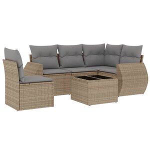 vidaXL Salon de jardin avec coussins 6 Pièces beige résine tressée