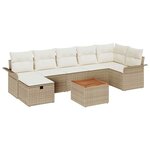 vidaXL Ensemble de canapé de jardin avec coussin 8 Pièces Beige polyrotin
